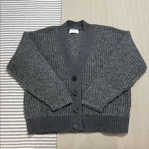 Old Navy Cozy Shaker Stitch Cardigan Sweater Chunky Knit Oversized Small Grey